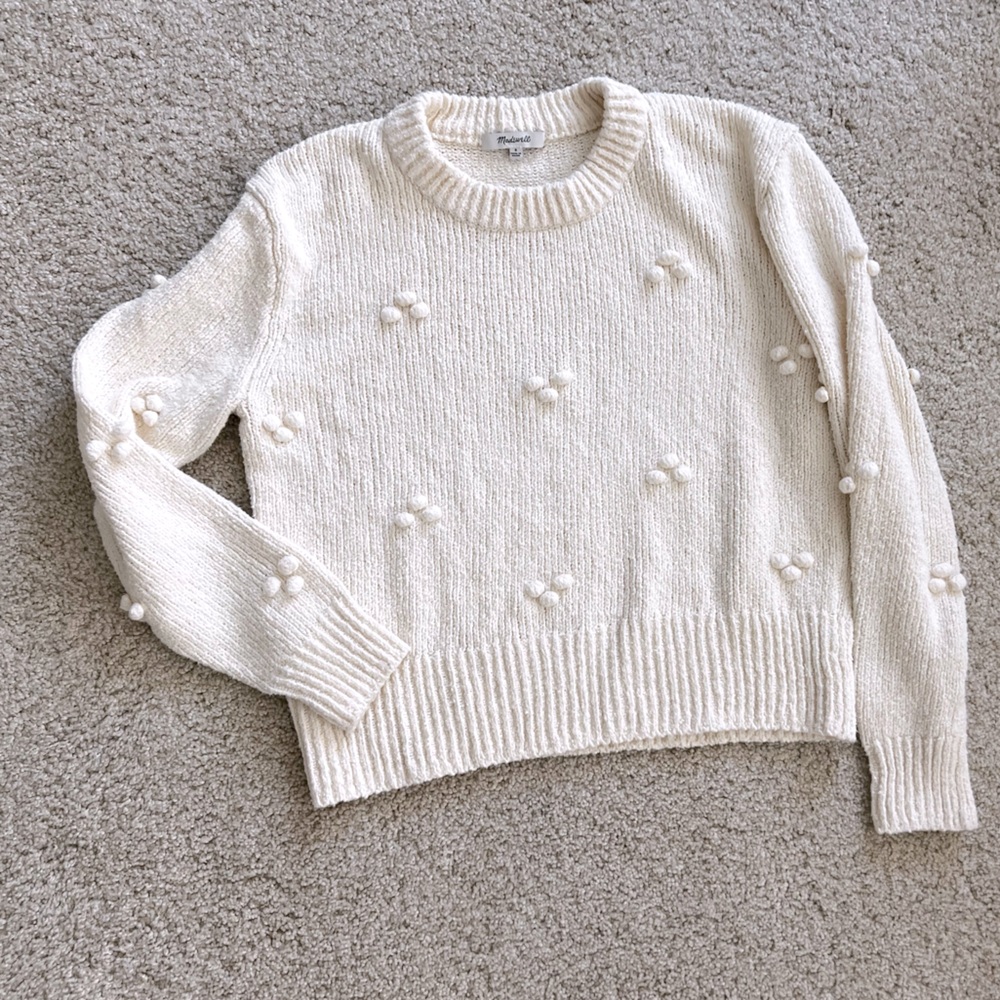Madewell sweater with small pompoms